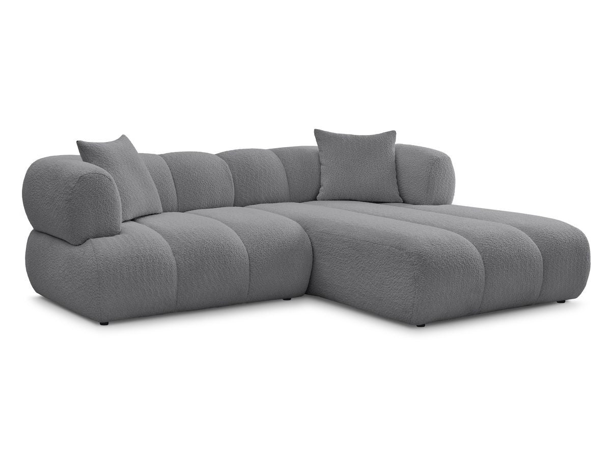 Hjørnesofa PAMIRA i bouclé-stoff
