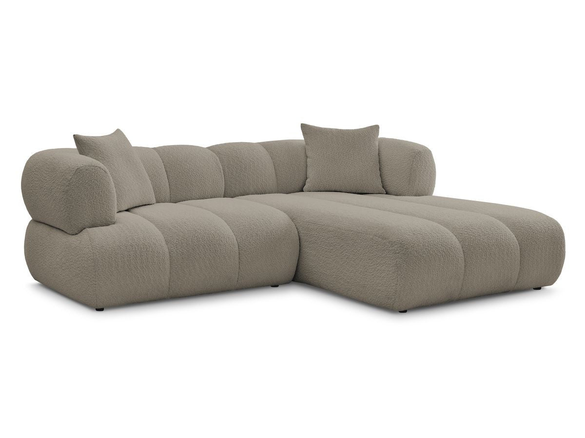 Hjørnesofa PAMIRA i bouclé-stoff