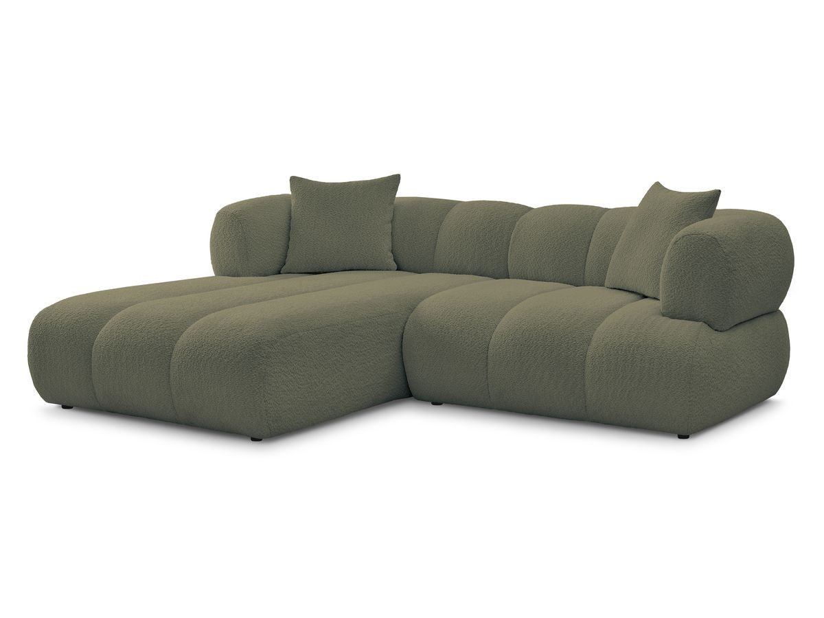Hjørnesofa PAMIRA i bouclé-stoff