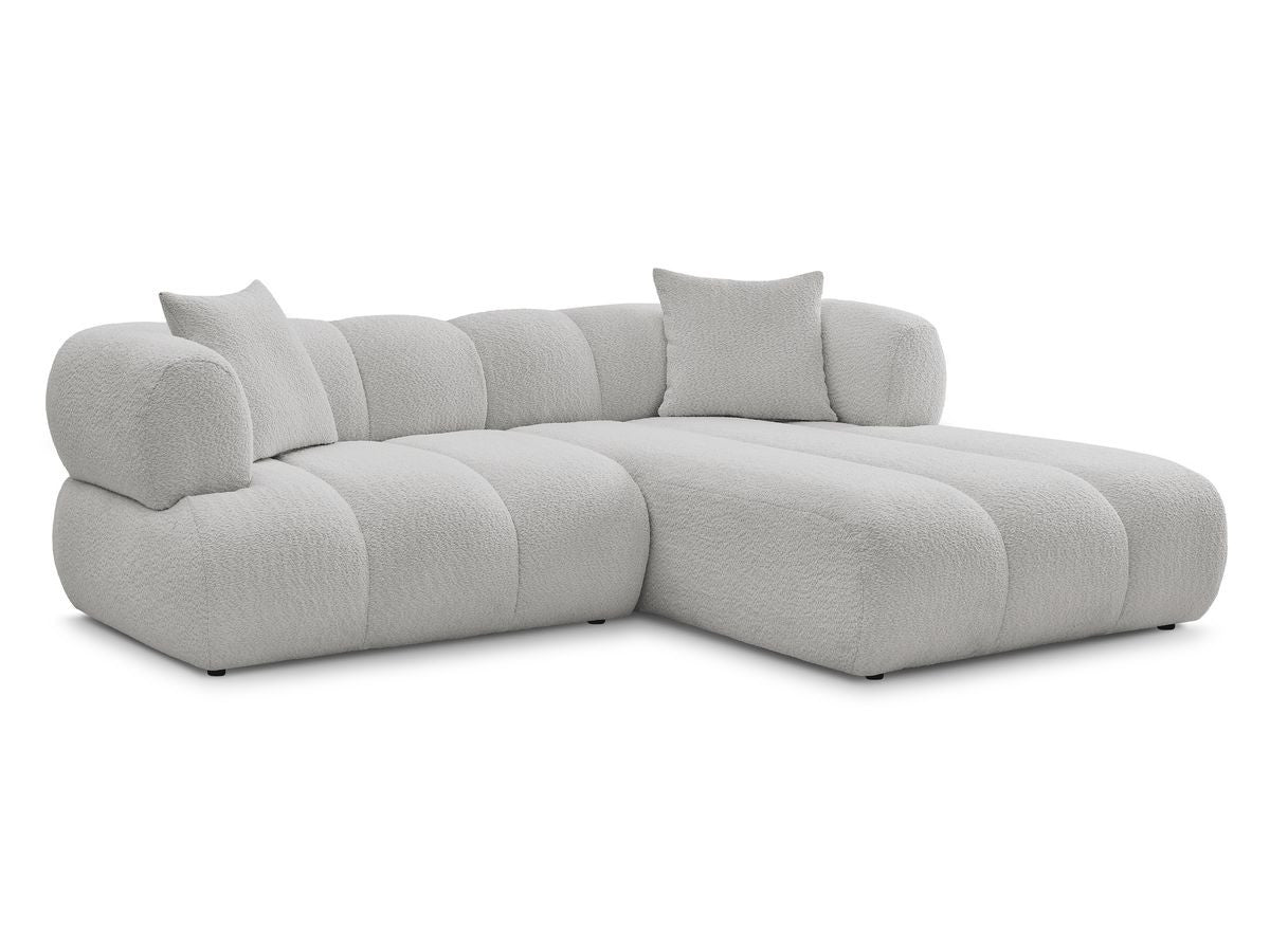 Hjørnesofa PAMIRA i bouclé-stoff