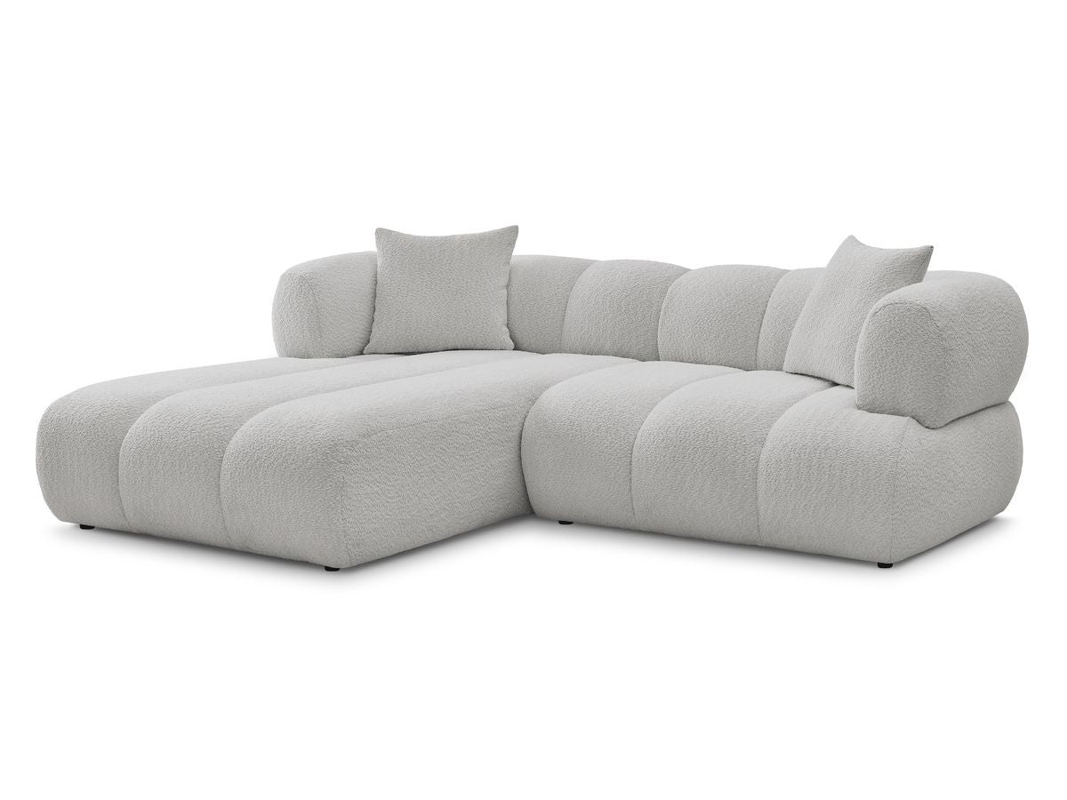 Hjørnesofa PAMIRA i bouclé-stoff