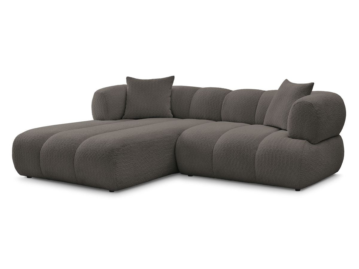 Hjørnesofa PAMIRA i bouclé-stoff