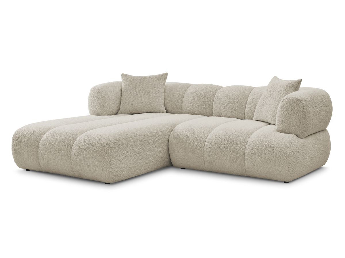 Hjørnesofa PAMIRA i bouclé-stoff