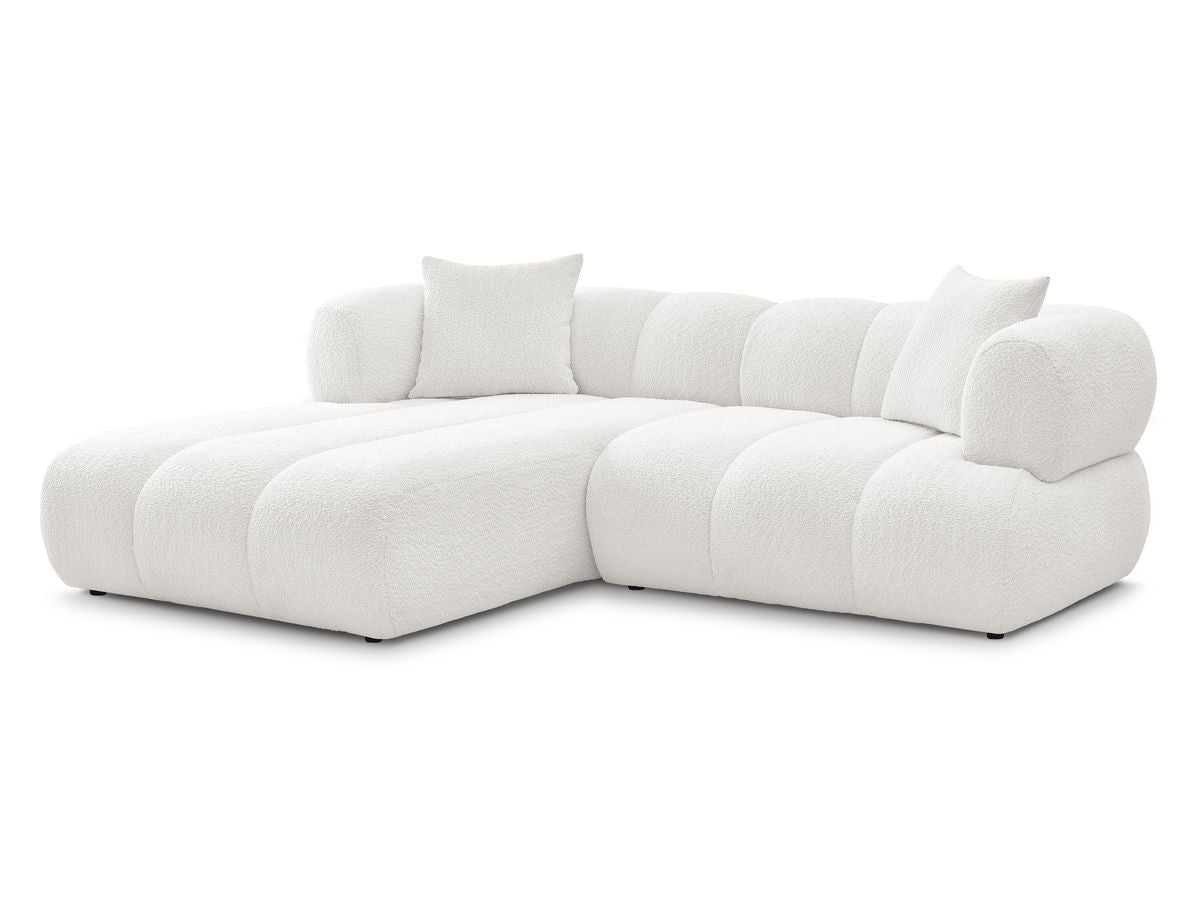 Hjørnesofa PAMIRA i bouclé-stoff