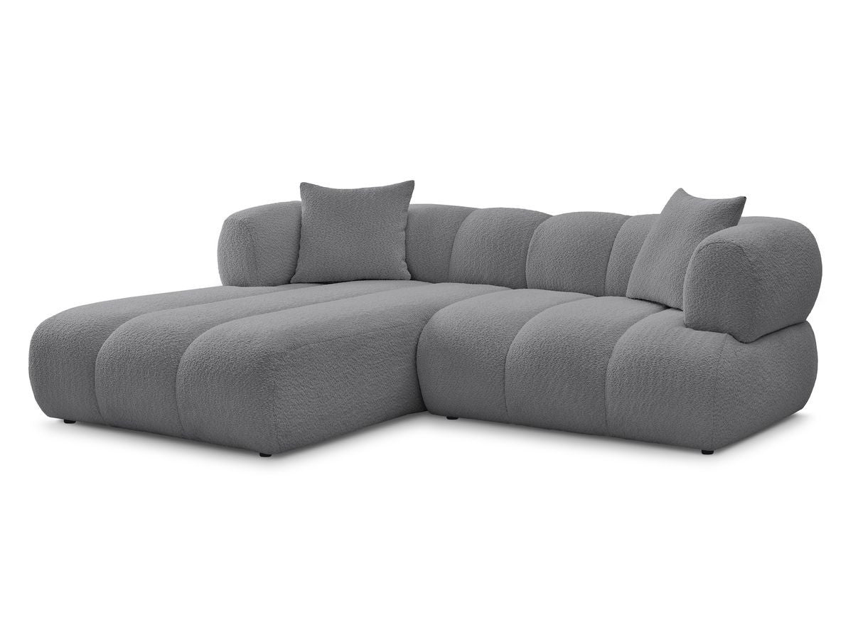 Hjørnesofa PAMIRA i bouclé-stoff