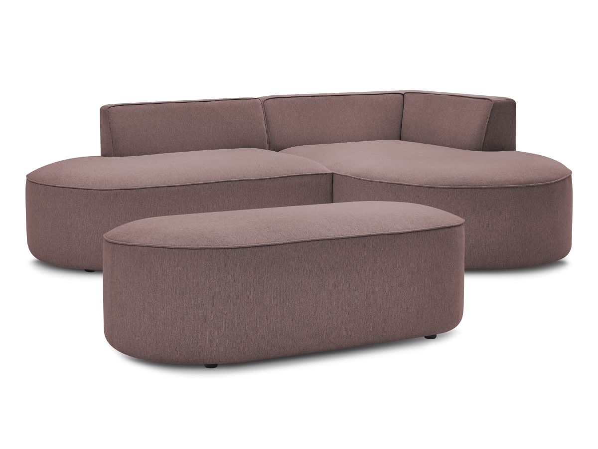 Hjørnesofa ROUSSEAU i melert stoff med puff