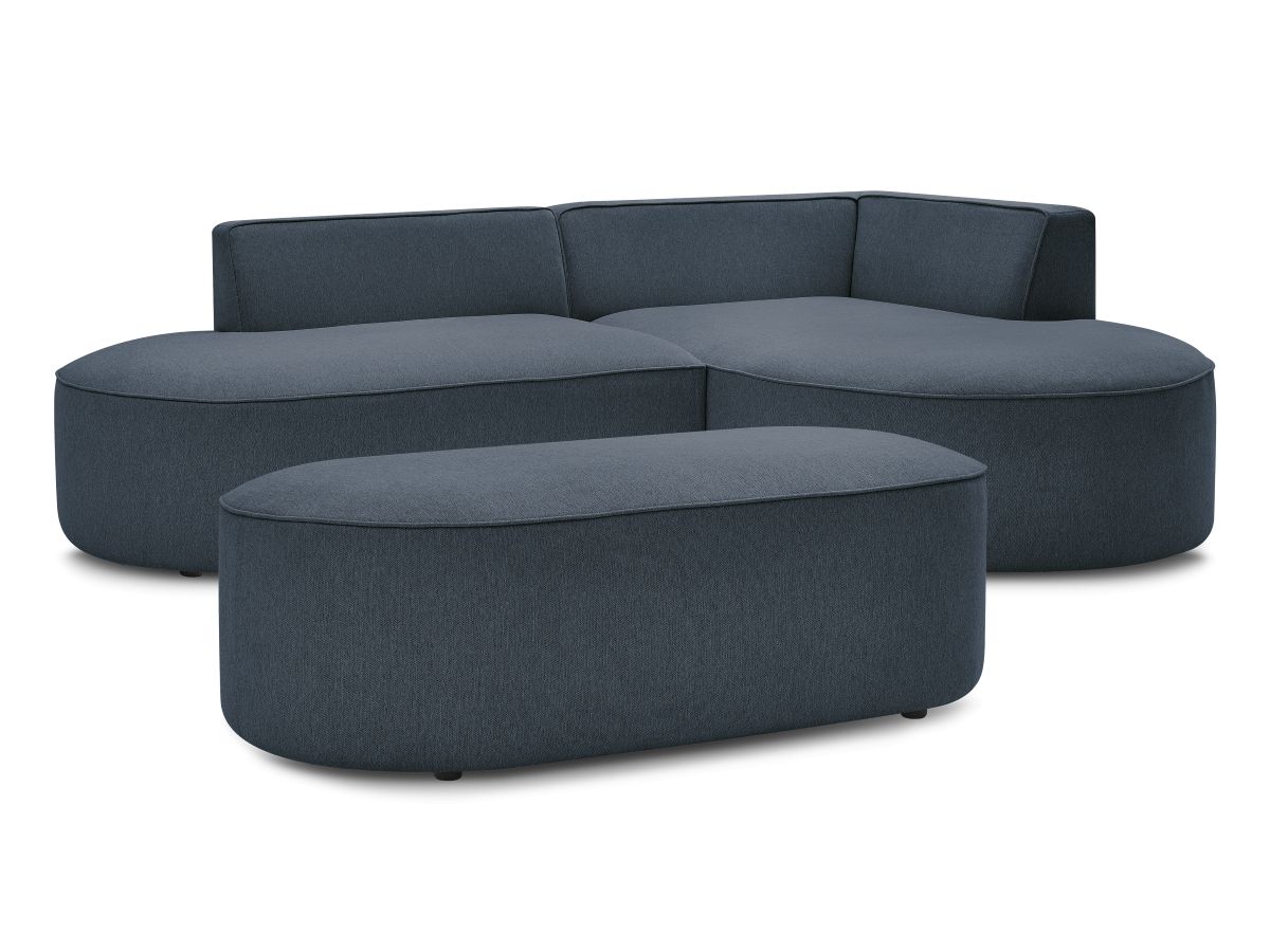 Hjørnesofa ROUSSEAU i melert stoff med puff