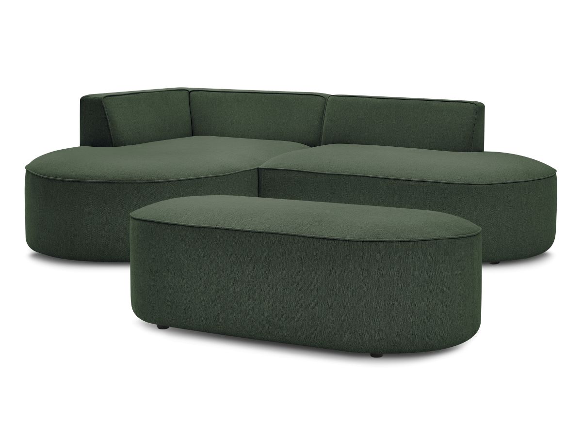 Hjørnesofa ROUSSEAU i melert stoff med puff