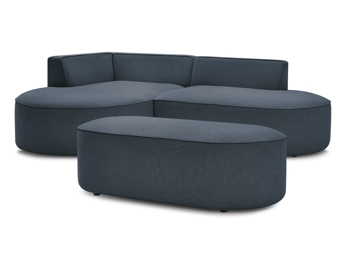 Hjørnesofa ROUSSEAU i melert stoff med puff
