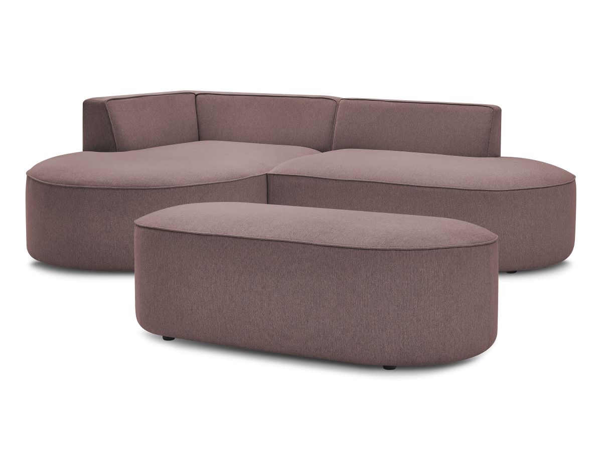 Hjørnesofa ROUSSEAU i melert stoff med puff