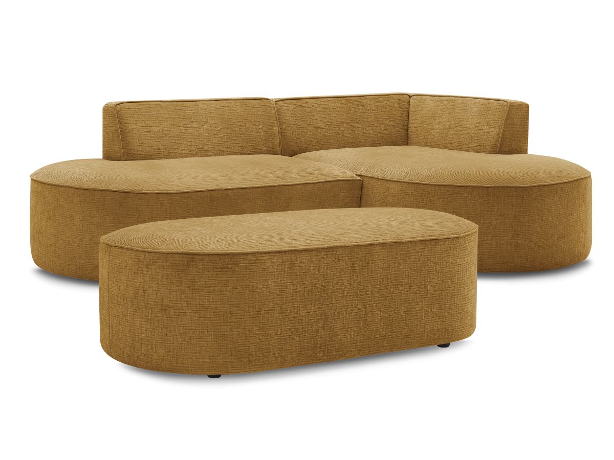 Hjørnesofa ROUSSEAU i teksturert stoff med puff