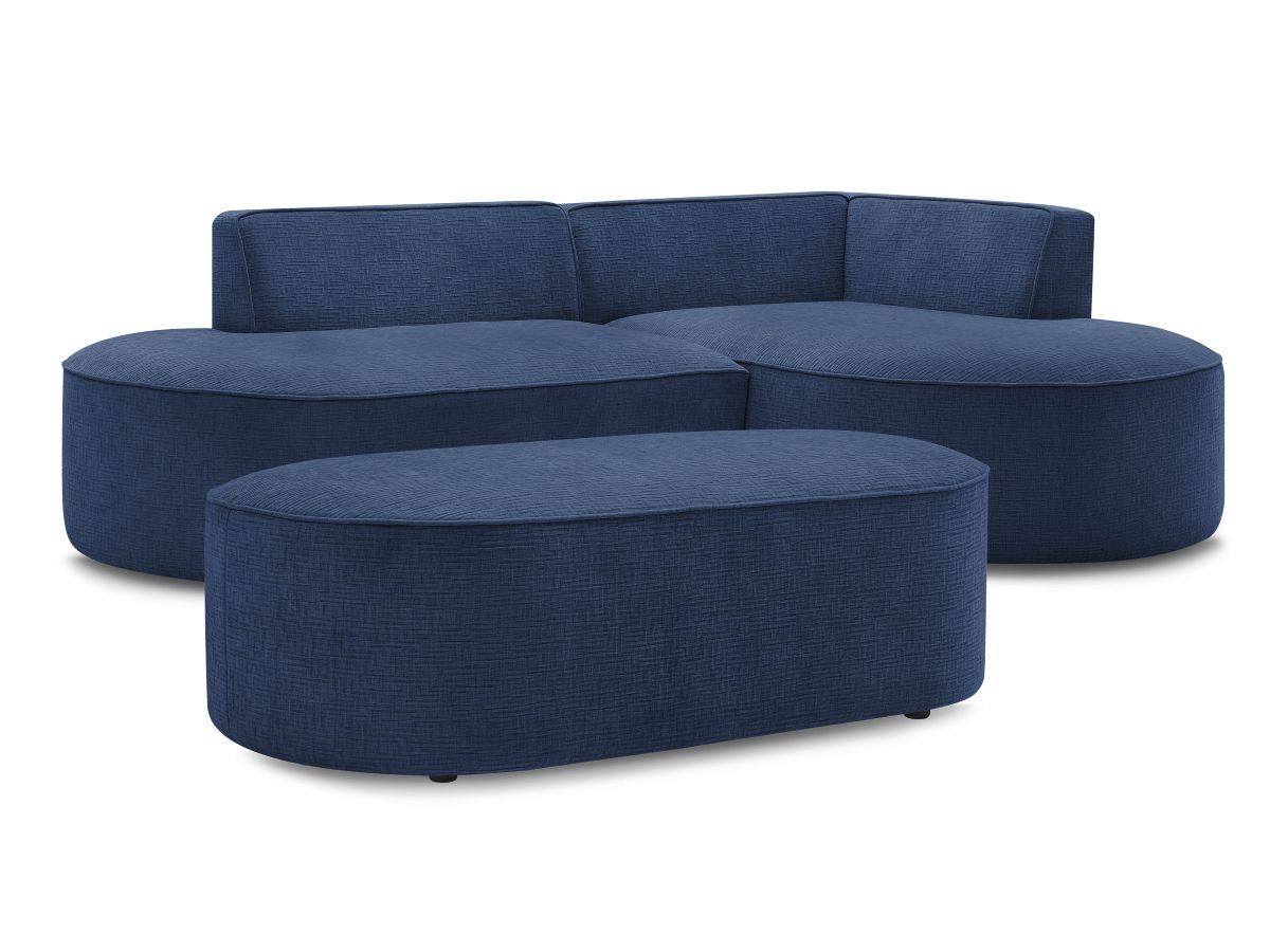 Hjørnesofa ROUSSEAU i teksturert stoff med puff