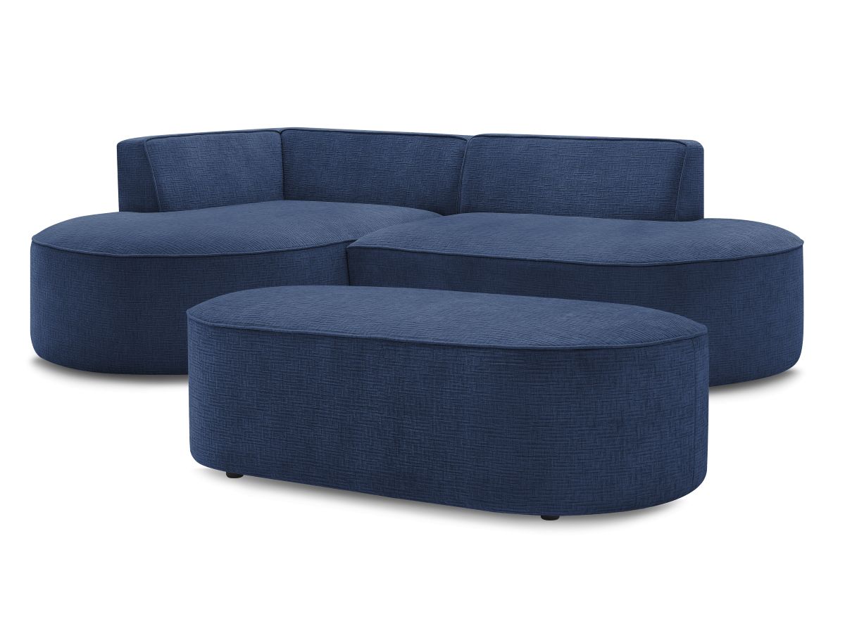 Hjørnesofa ROUSSEAU i teksturert stoff med puff
