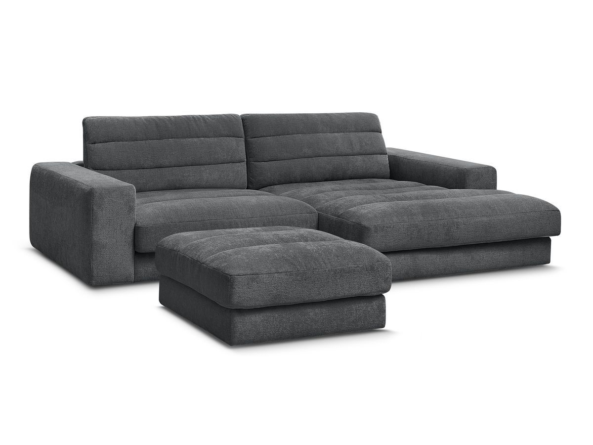 Hjørnesofa SIERRA i teksturert stoff med puff