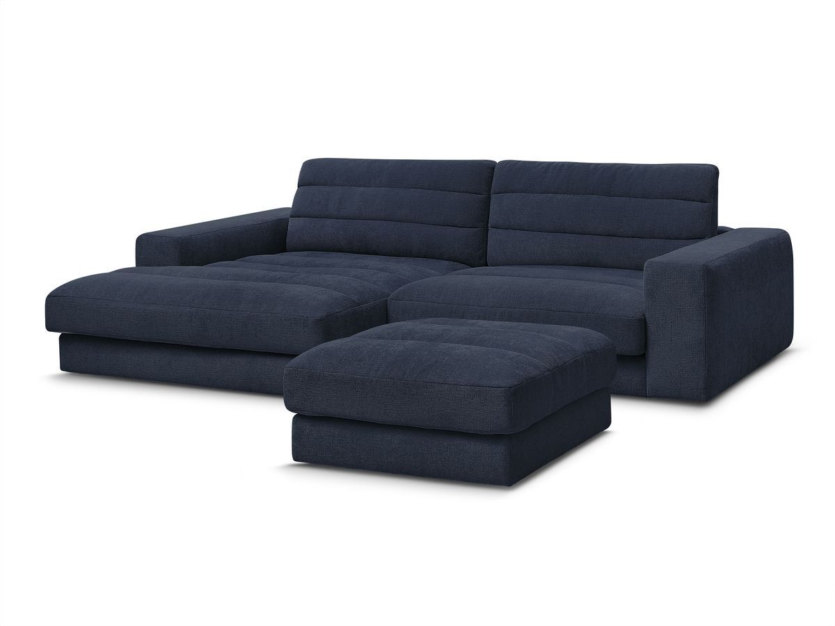 Hjørnesofa SIERRA i teksturert stoff med puff