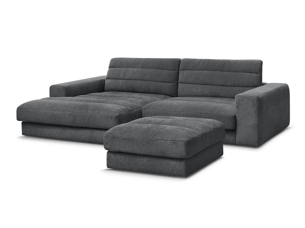 Hjørnesofa SIERRA i teksturert stoff med puff