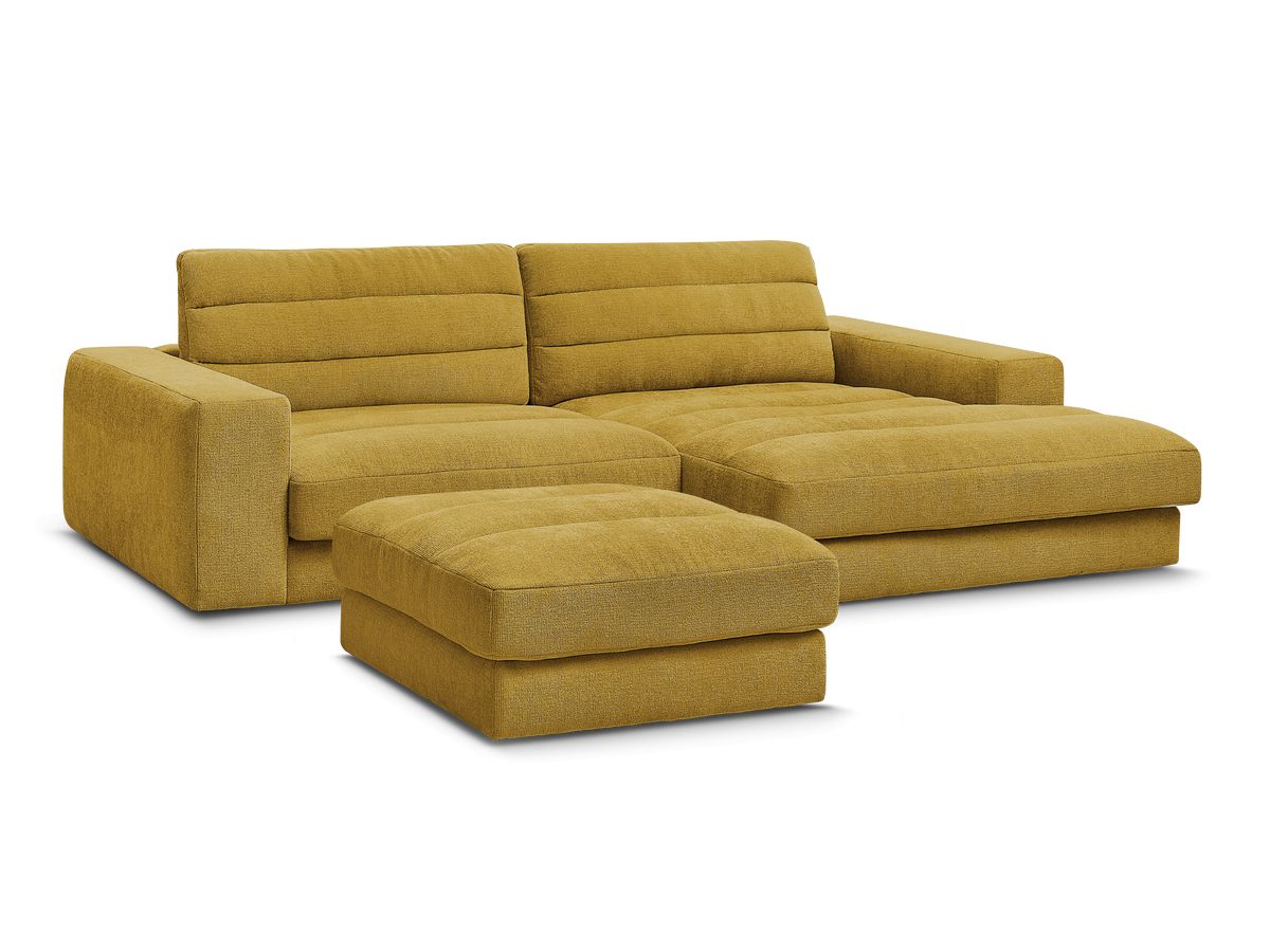 Hjørnesofa SIERRA i teksturert stoff med puff