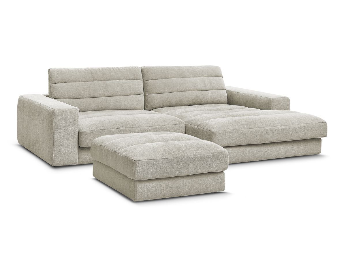 Hjørnesofa SIERRA i teksturert stoff med puff