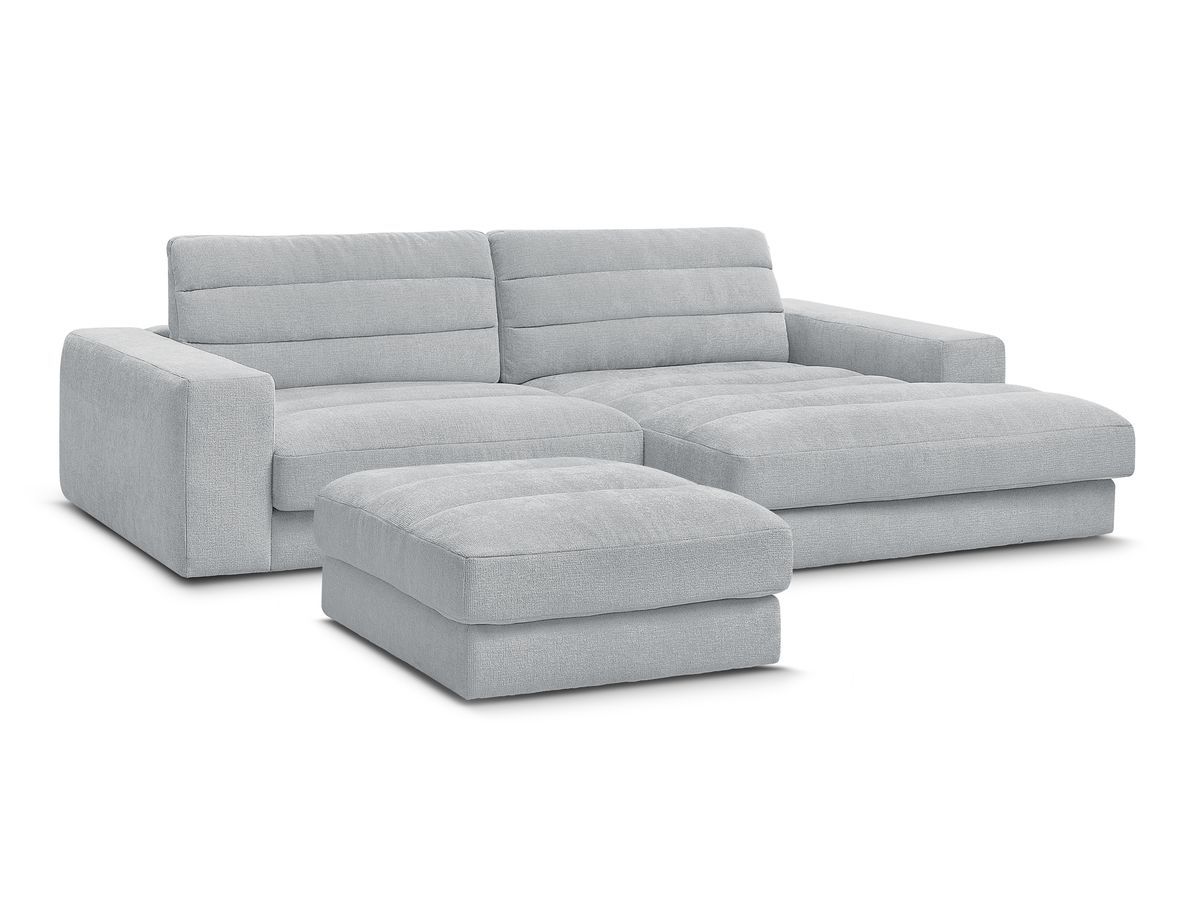 Hjørnesofa SIERRA i teksturert stoff med puff