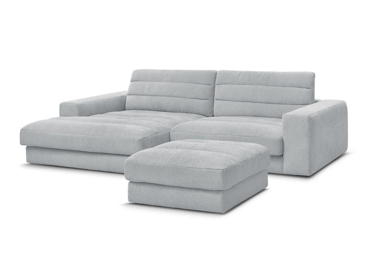 Hjørnesofa SIERRA i teksturert stoff med puff