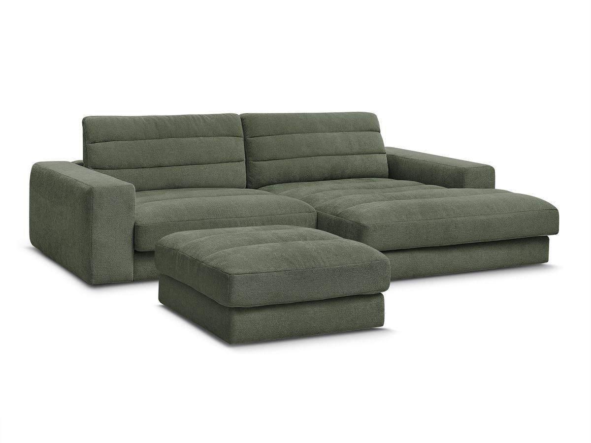 Hjørnesofa SIERRA i teksturert stoff med puff
