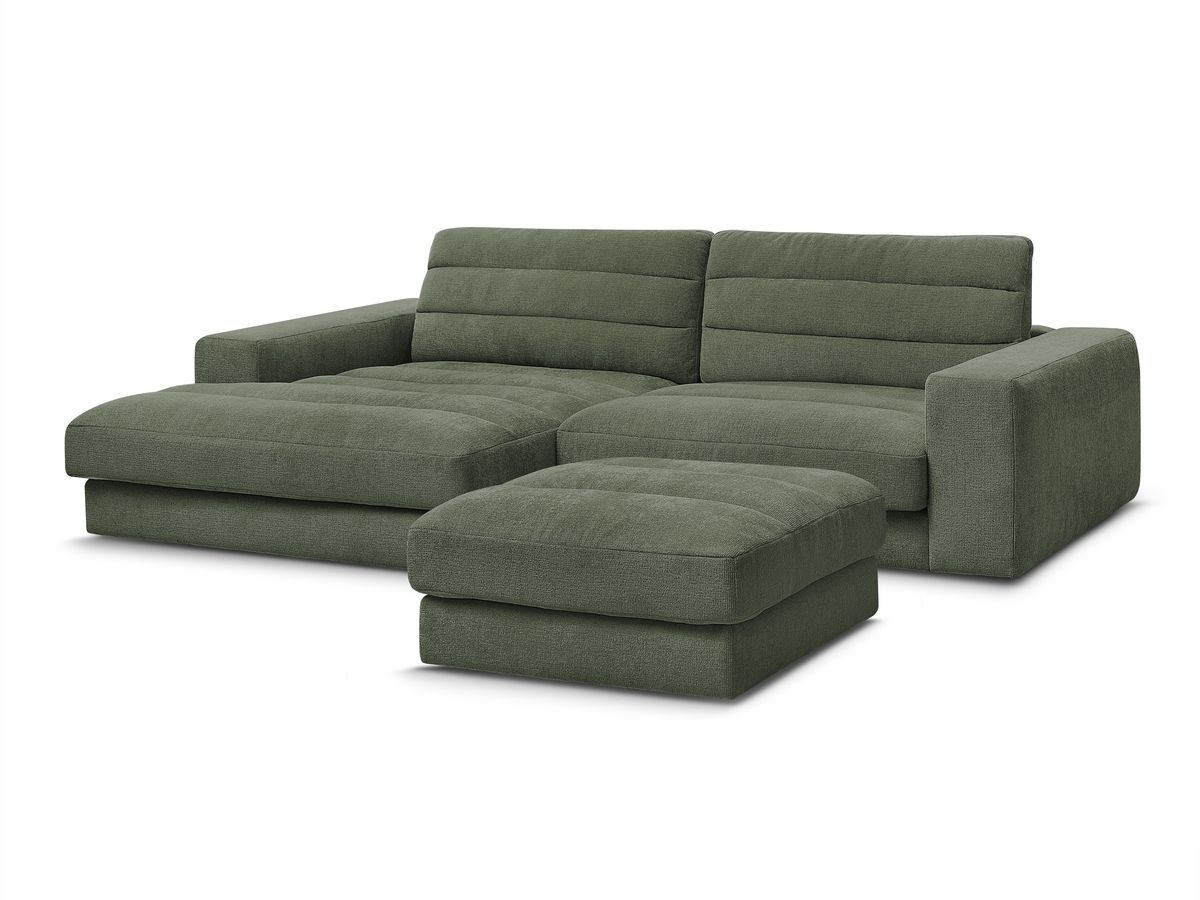 Hjørnesofa SIERRA i teksturert stoff med puff