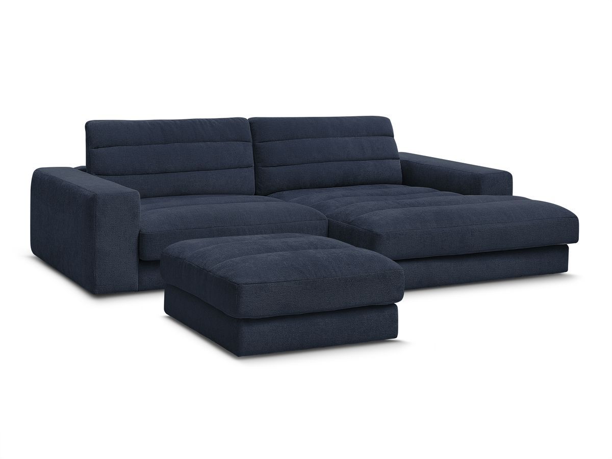 Hjørnesofa SIERRA i teksturert stoff med puff