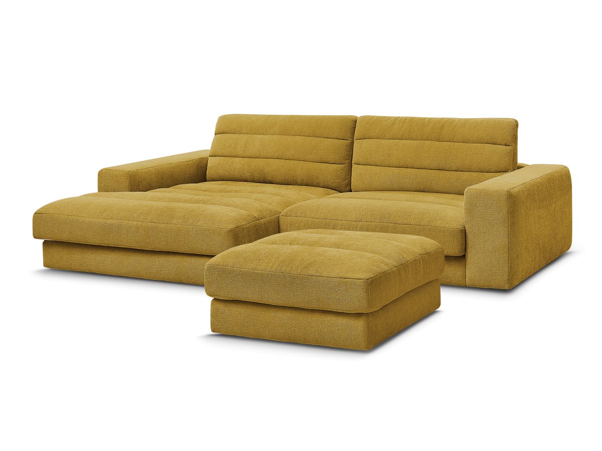 Hjørnesofa SIERRA i teksturert stoff med puff
