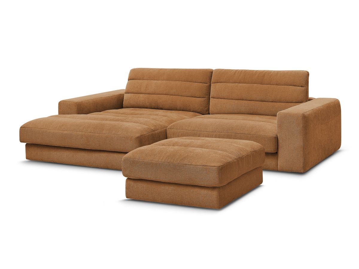 Hjørnesofa SIERRA i teksturert stoff med puff
