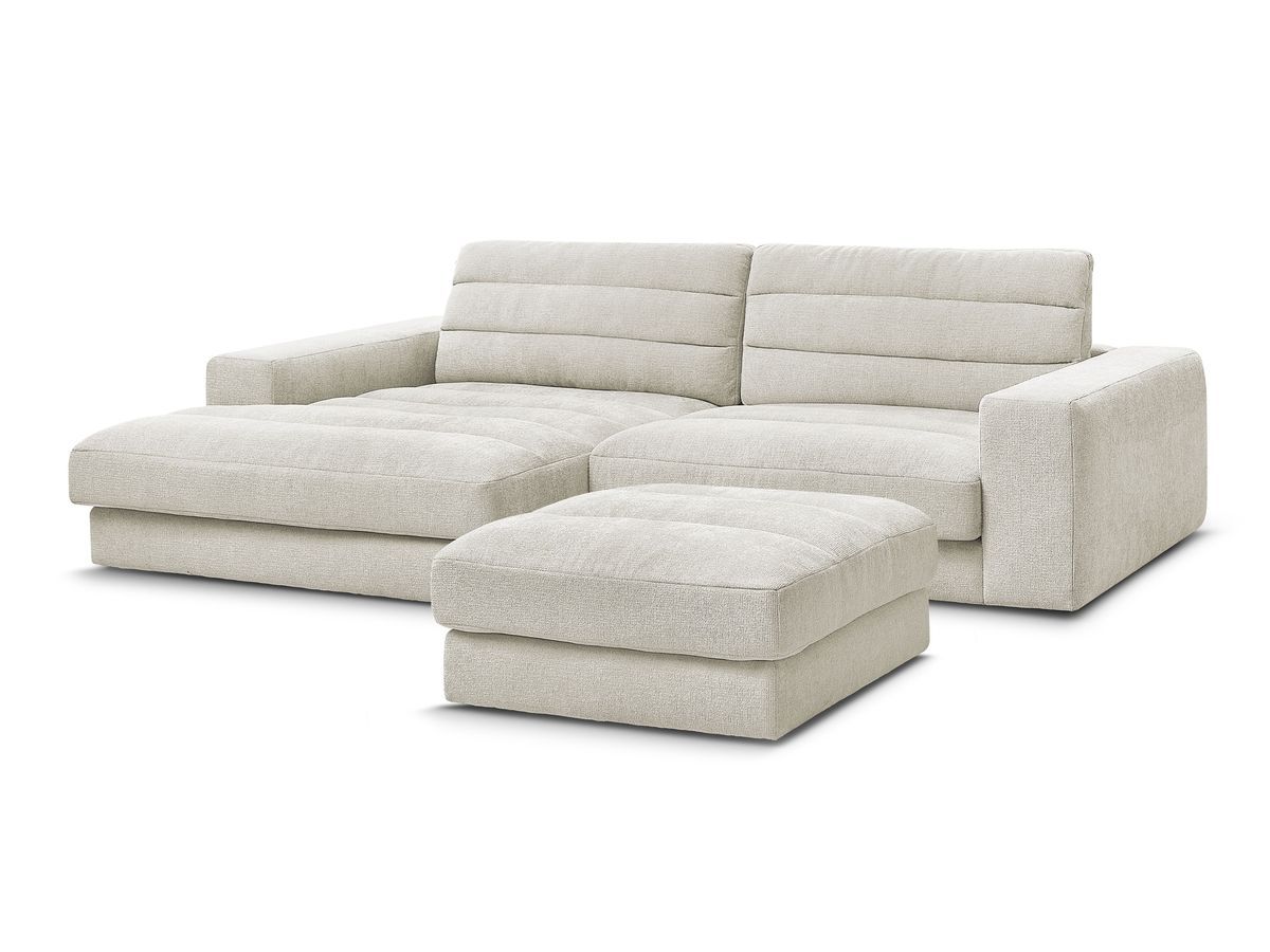 Hjørnesofa SIERRA i teksturert stoff med puff