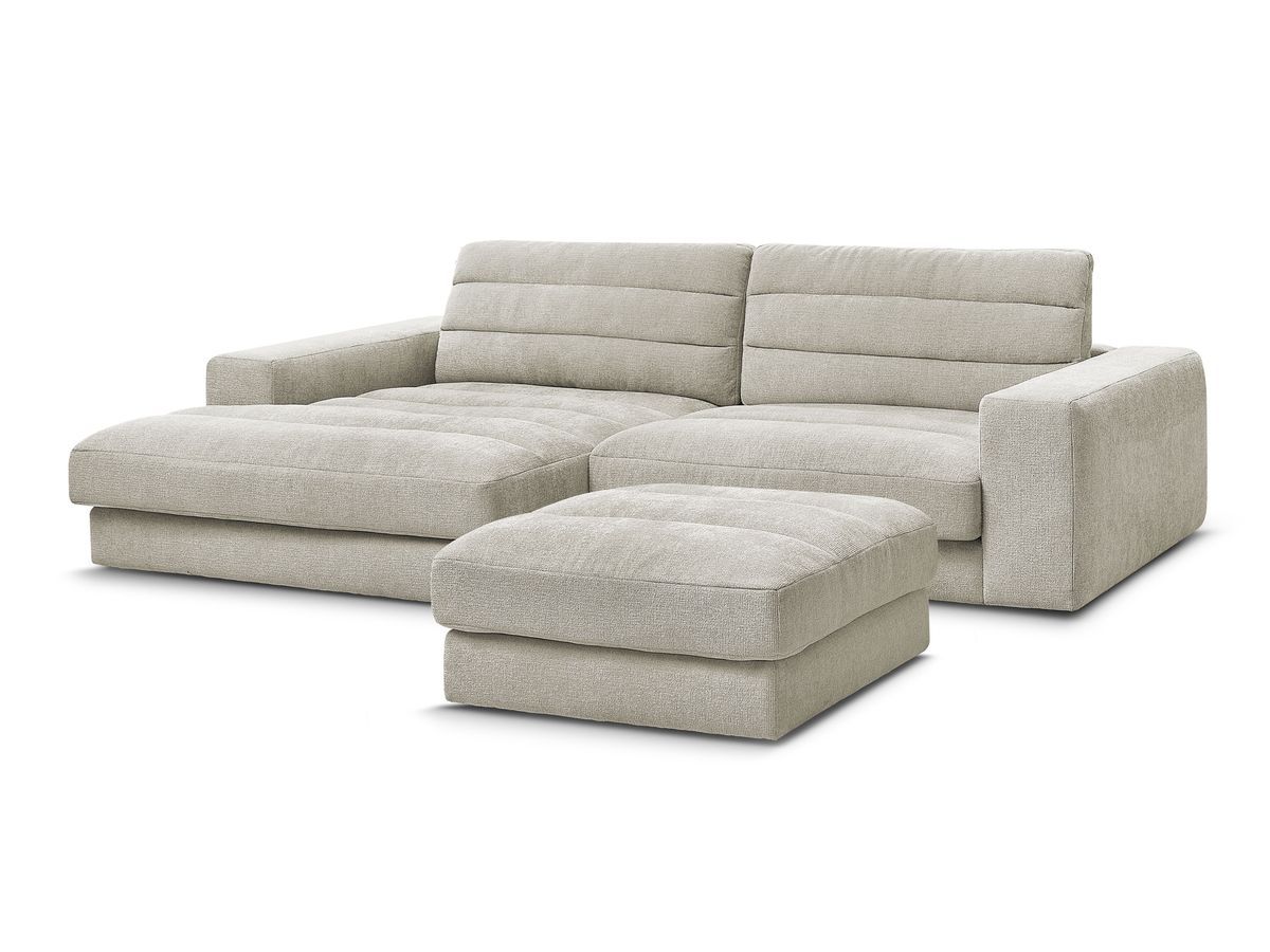 Hjørnesofa SIERRA i teksturert stoff med puff