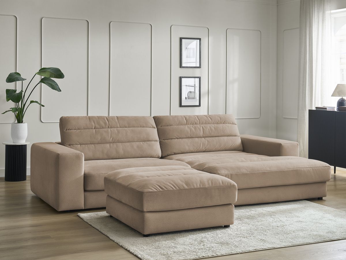 Hjørnesofa SIERRA fløyel med puff