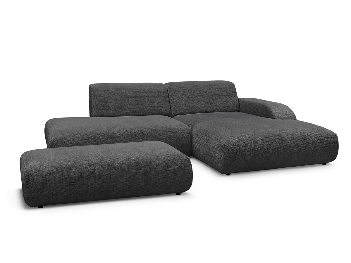 Hjørnesofa SIRIUS i teksturert stoff med stor puff