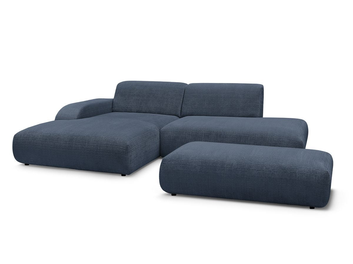 Hjørnesofa SIRIUS i teksturert stoff med stor puff
