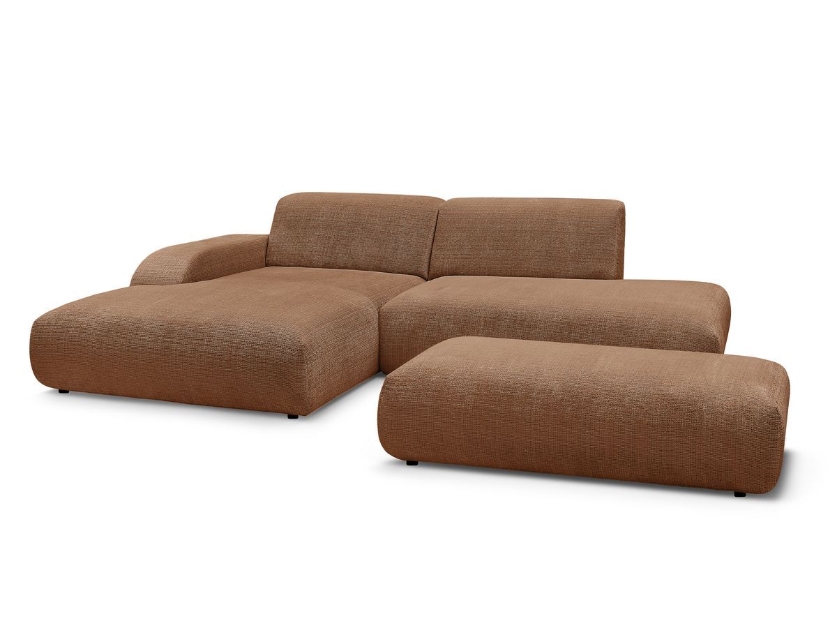 Hjørnesofa SIRIUS i teksturert stoff med stor puff