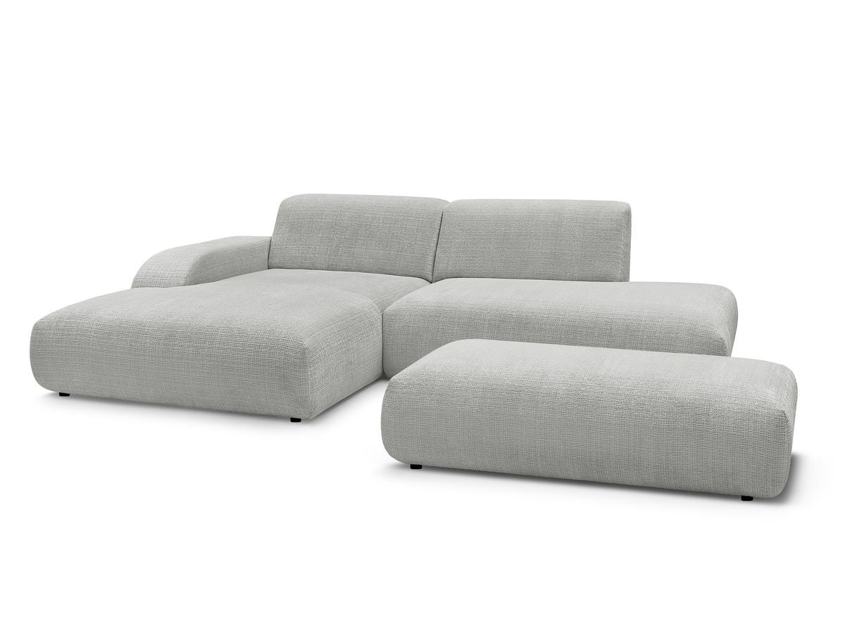 Hjørnesofa SIRIUS i teksturert stoff med stor puff