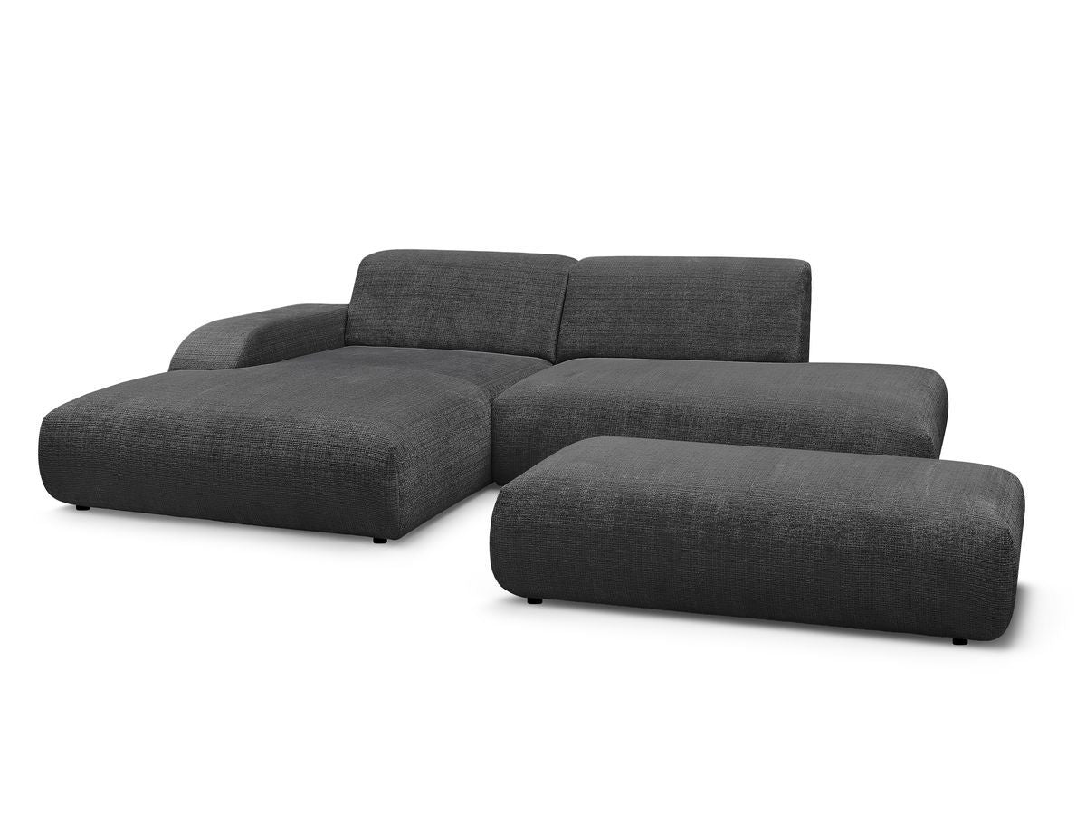 Hjørnesofa SIRIUS i teksturert stoff med stor puff