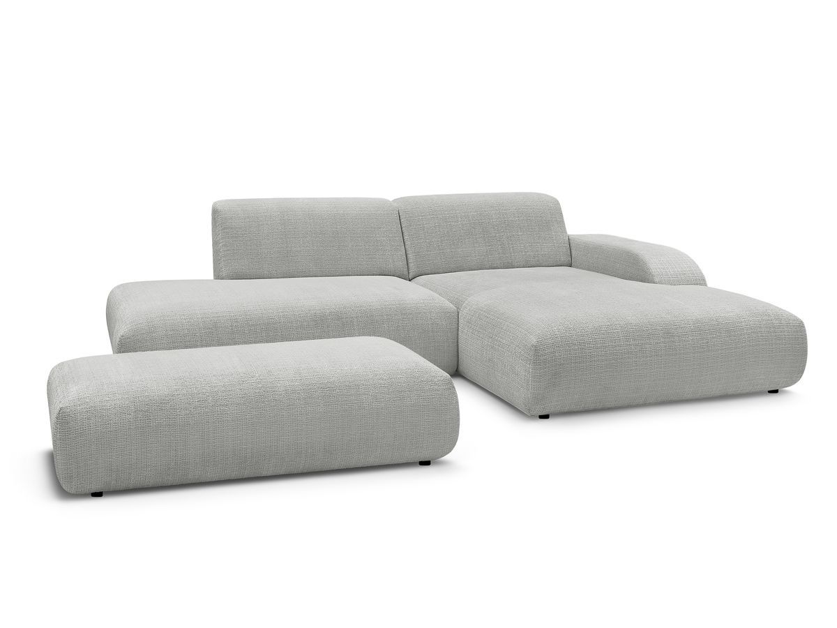 Hjørnesofa SIRIUS i teksturert stoff med stor puff