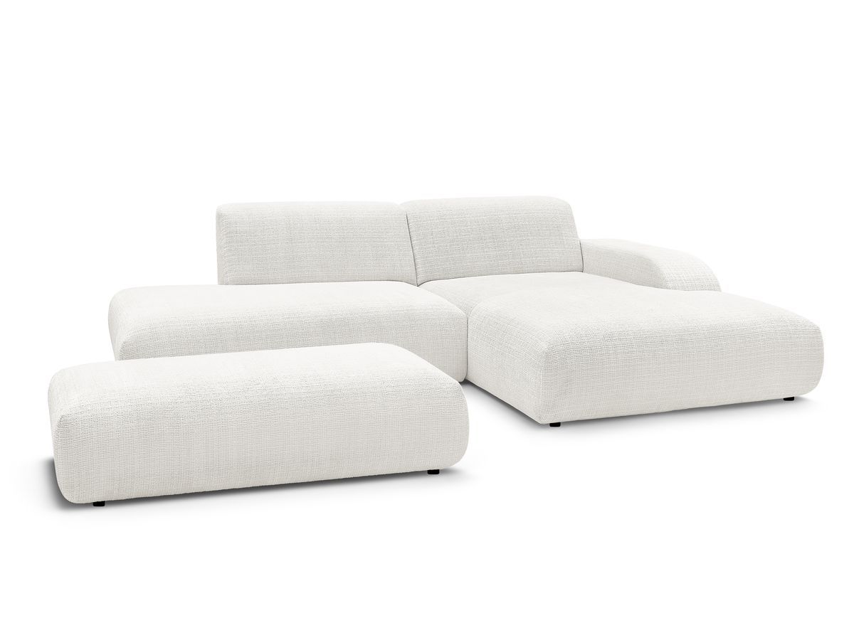 Hjørnesofa SIRIUS i teksturert stoff med stor puff