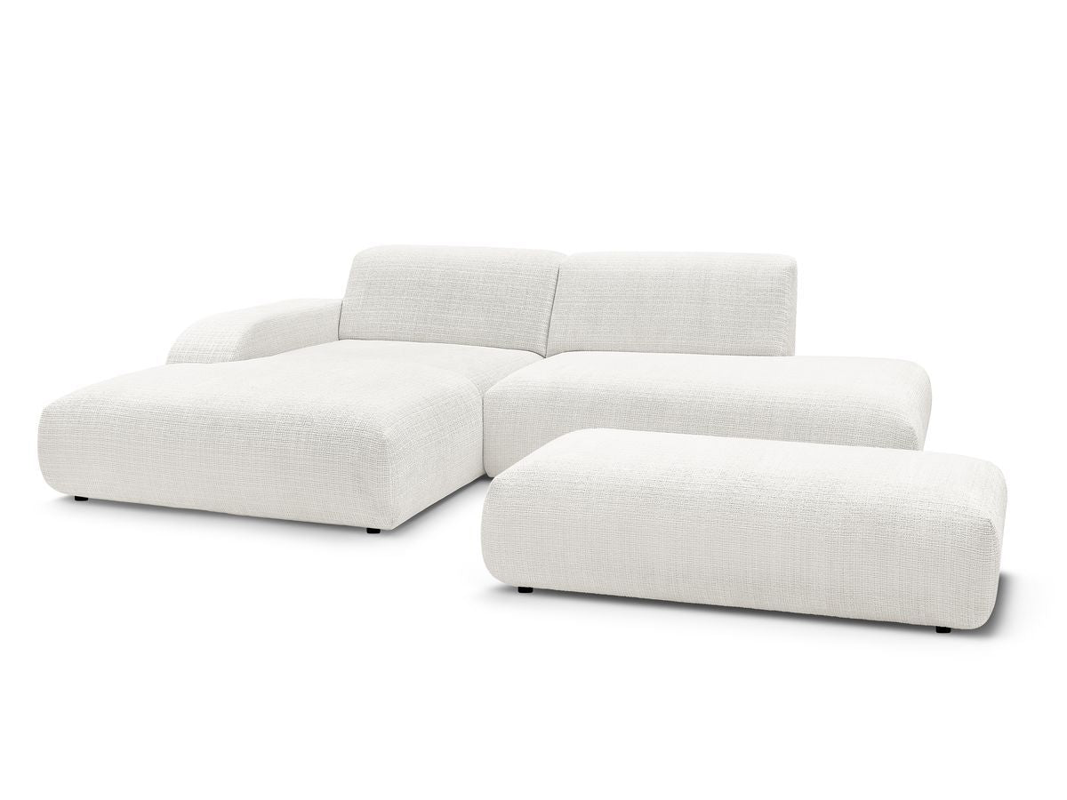 Hjørnesofa SIRIUS i teksturert stoff med stor puff