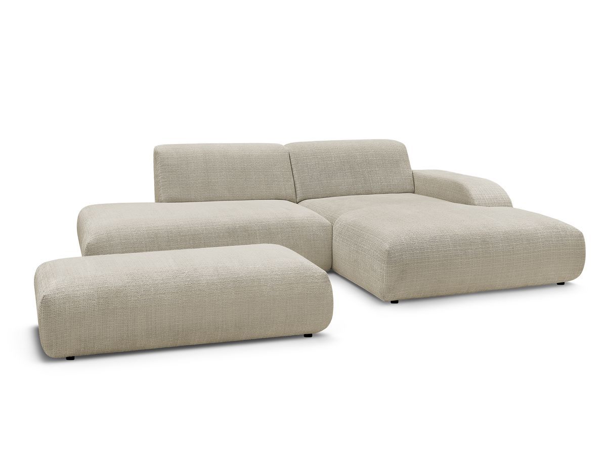Hjørnesofa SIRIUS i teksturert stoff med stor puff