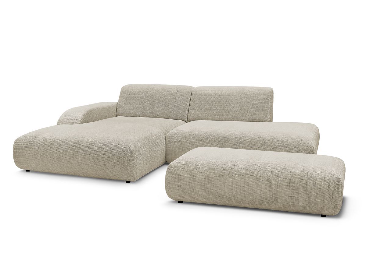Hjørnesofa SIRIUS i teksturert stoff med stor puff