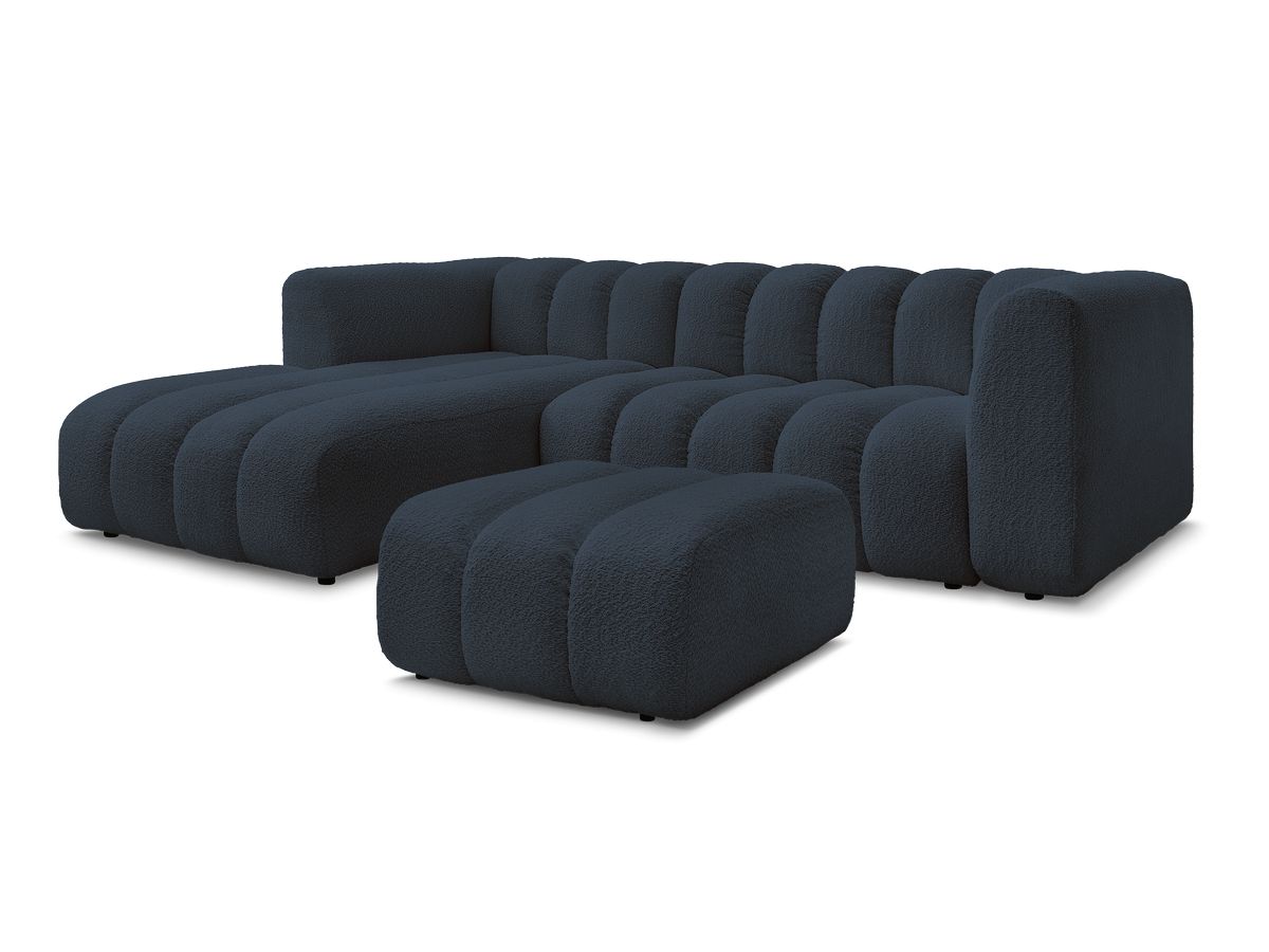Hjørnesofa TALIA i bouclé-stoff med puff