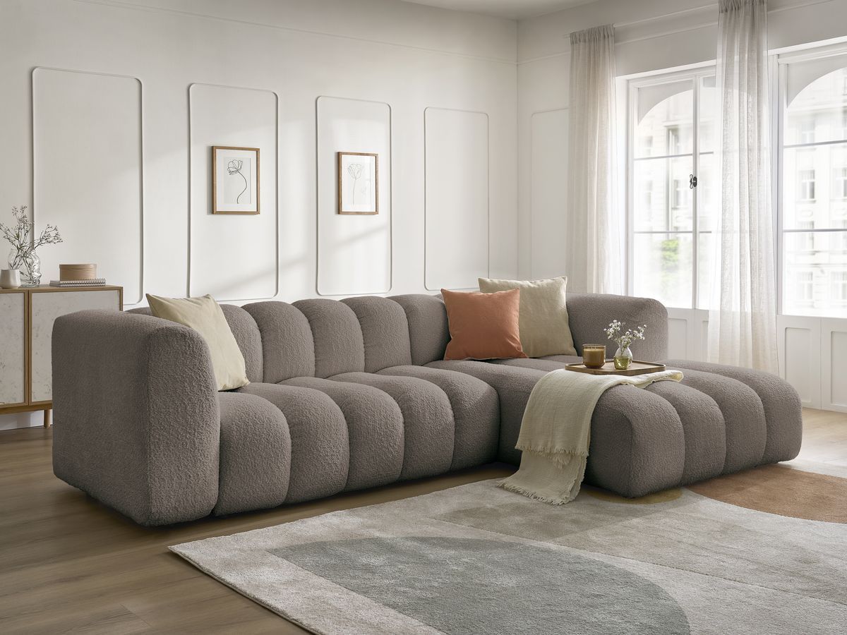 Hjørnesofa TALIA i bouclé-stoff