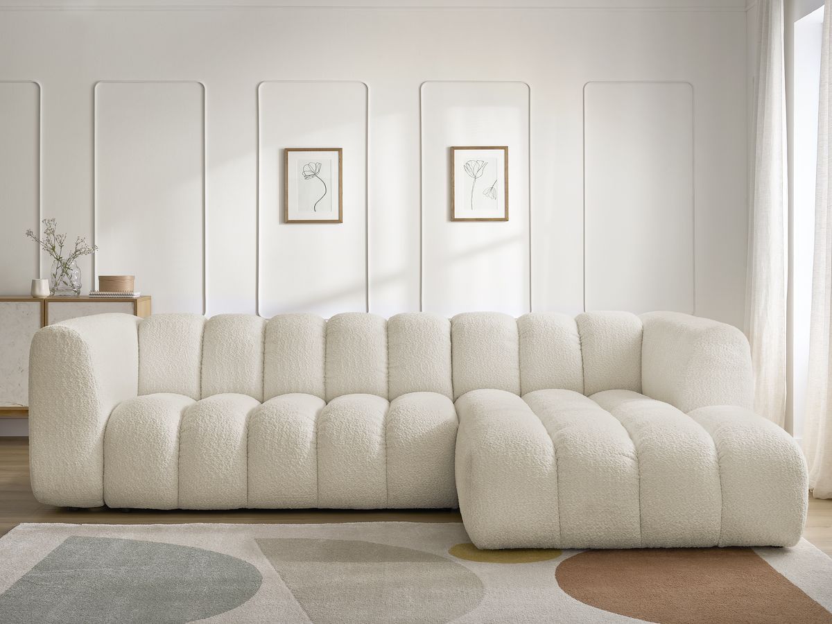 Hjørnesofa TALIA i bouclé-stoff