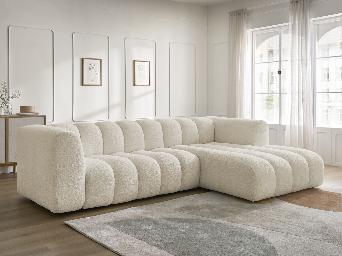 Hjørnesofa TALIA i bouclé-stoff