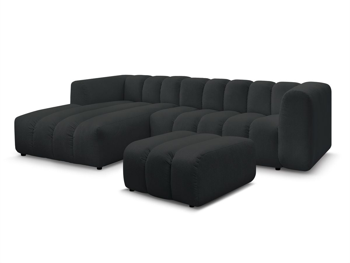 Hjørnesofa TALIA i melert stoff med puff