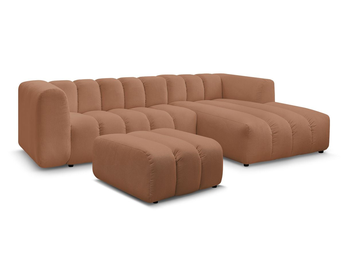Hjørnesofa TALIA i melert stoff med puff