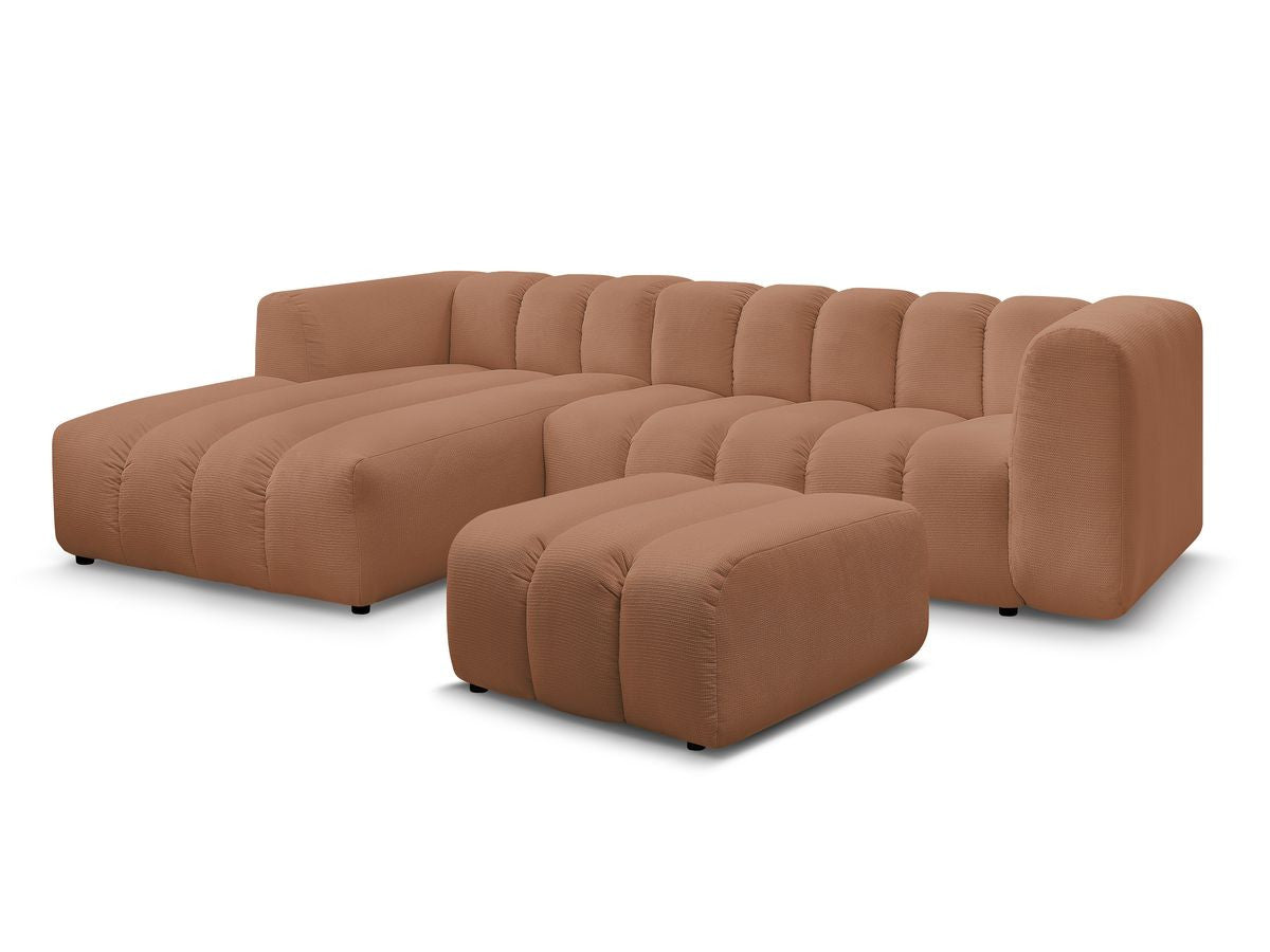 Hjørnesofa TALIA i melert stoff med puff