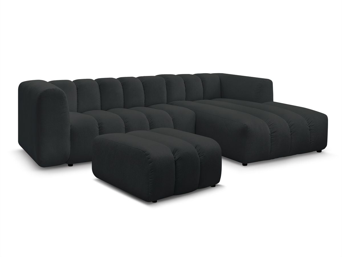 Hjørnesofa TALIA i melert stoff med puff